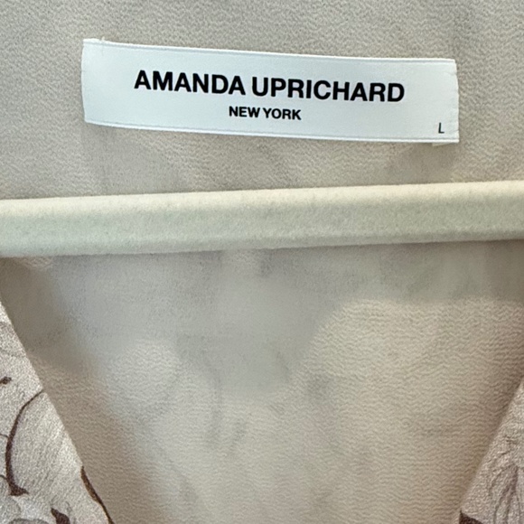 Amanda Uprichard Tan / Beige Floral Long-Sleeved Coquette Top (Size L) - Picture 7 of 10